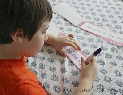 Bulldozer using the Beginning Montessori-inspired Sentence Challenges