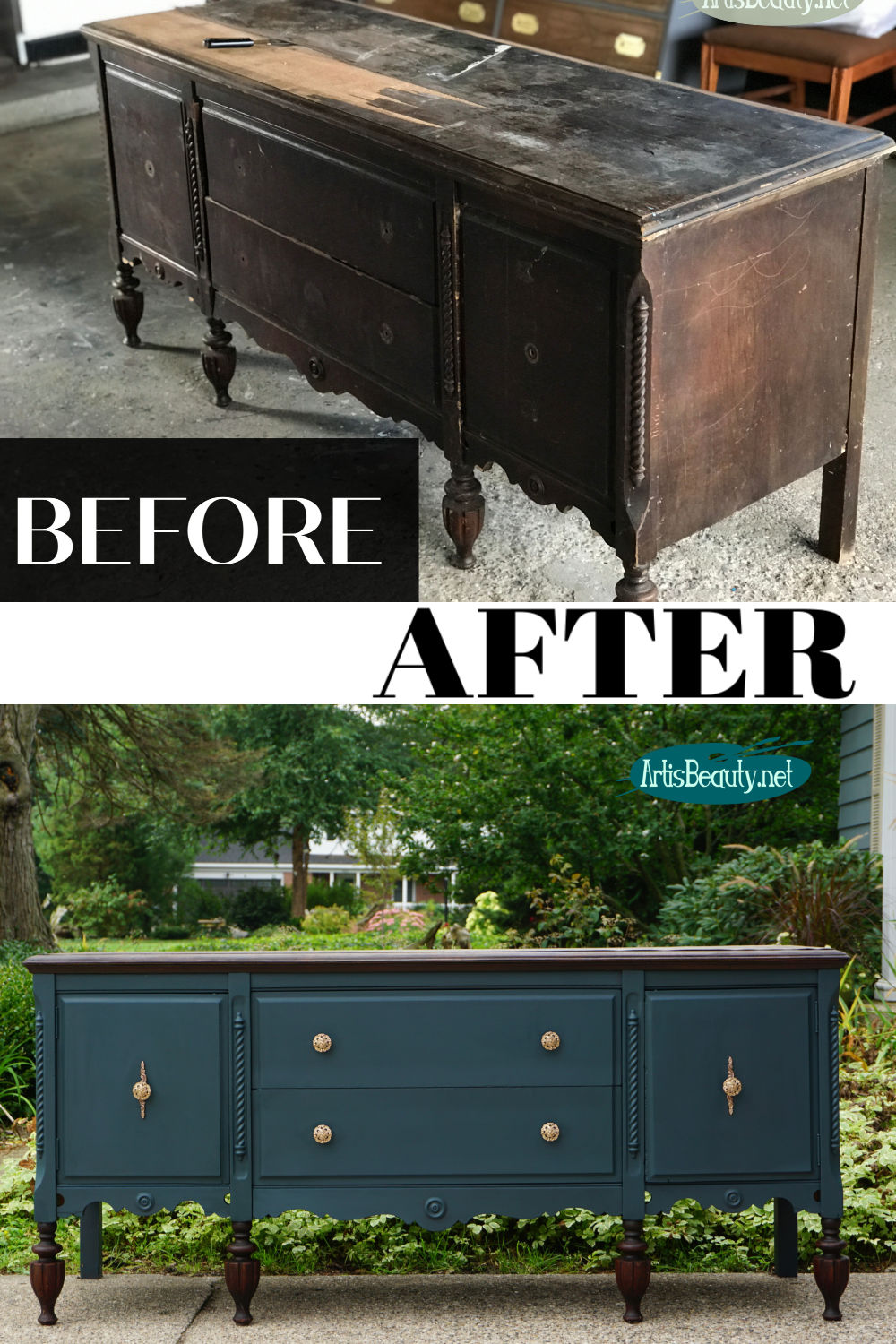 ART IS BEAUTY RESCUED ANTIQUE SIDEBOARD MAKEOVER
