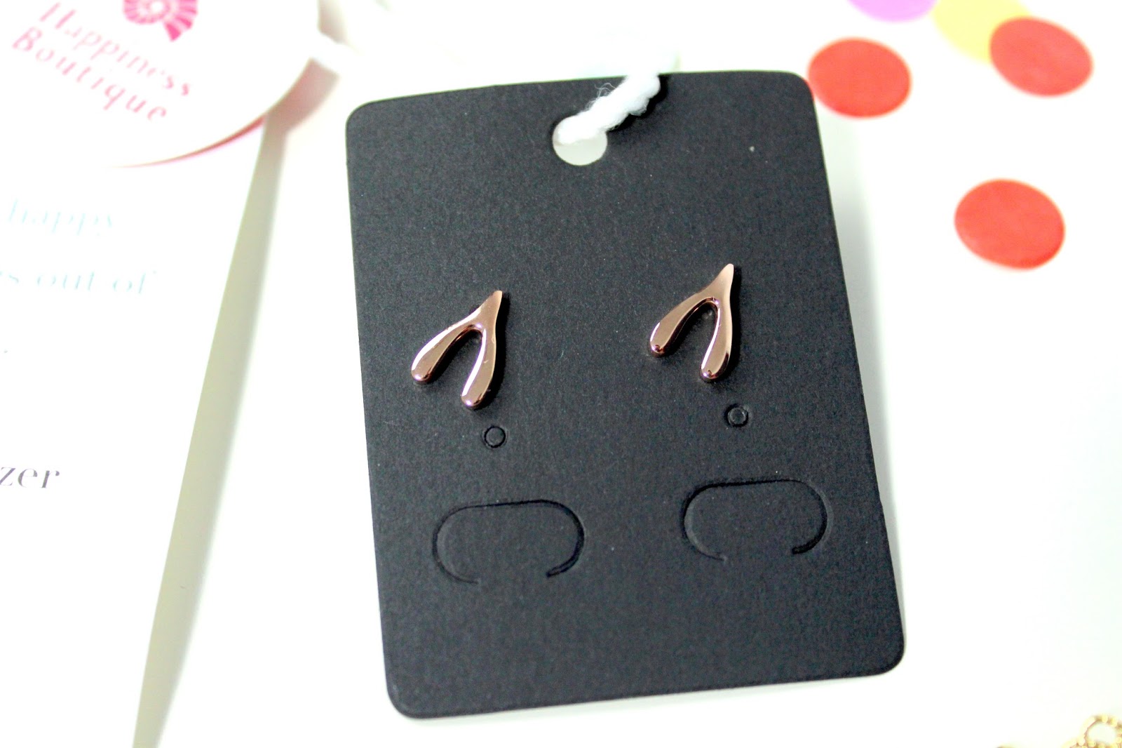 wishbone stud earrings rose gold happiness boutique