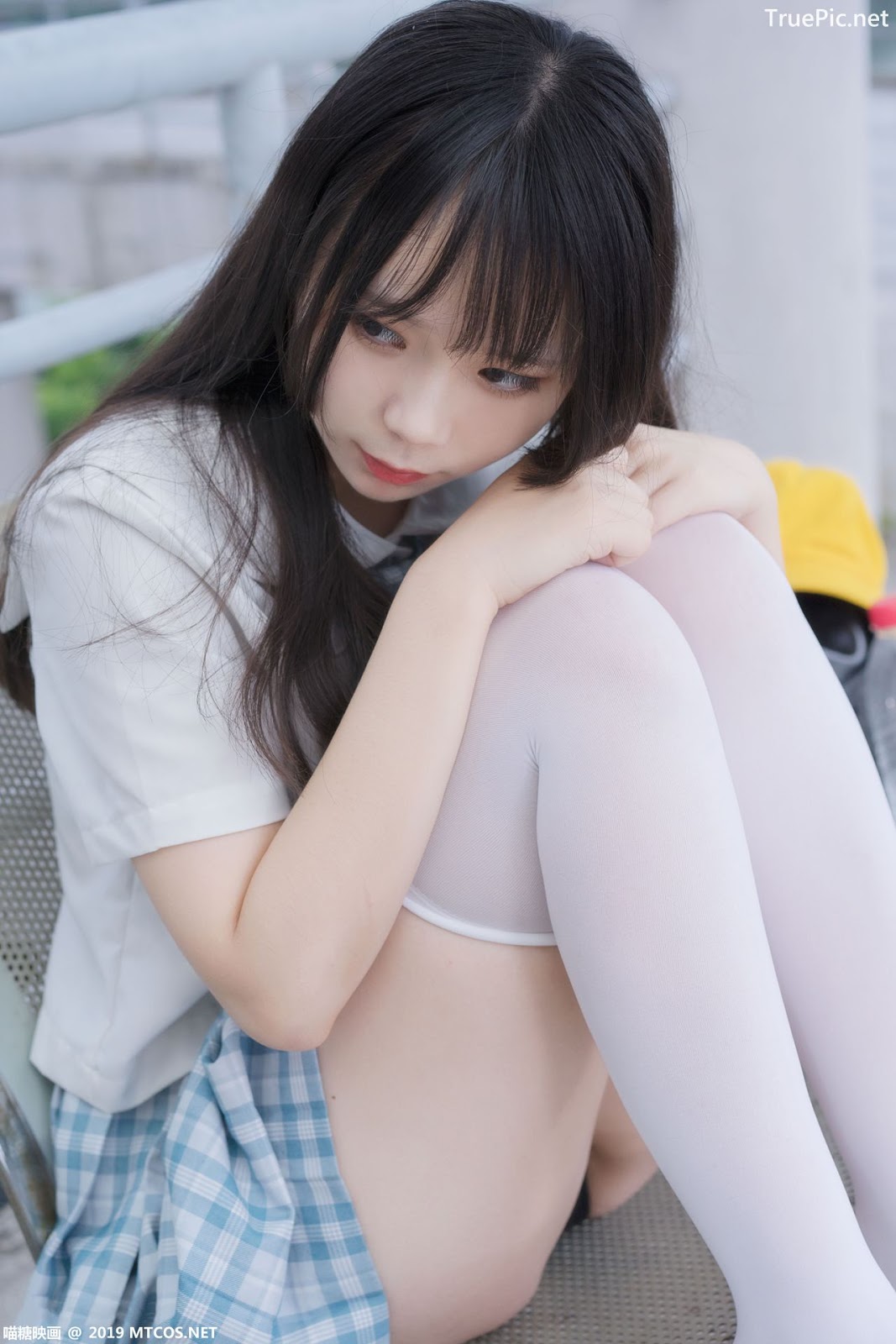 Image [MTCos] 喵糖映画 Vol.015 – Chinese Cute Model - White Shirt and Plaid Skirt - TruePic.net- Picture-33