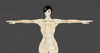 Girl lady with brown brick skin human character blender with ik rig
