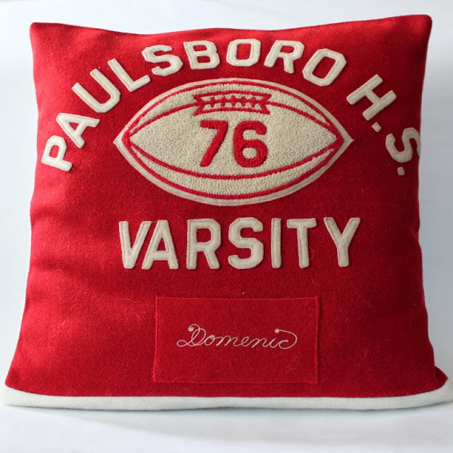 Varsity Jacket Pillow Upyclce