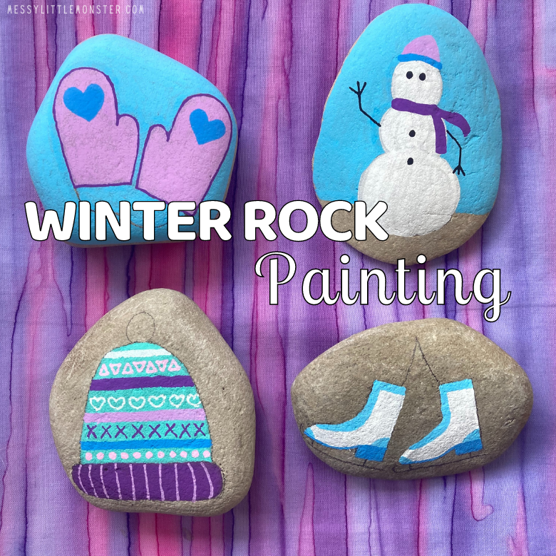 Winter Rock Painting - Messy Little Monster