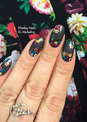 multicolored nail floral dotticure nails