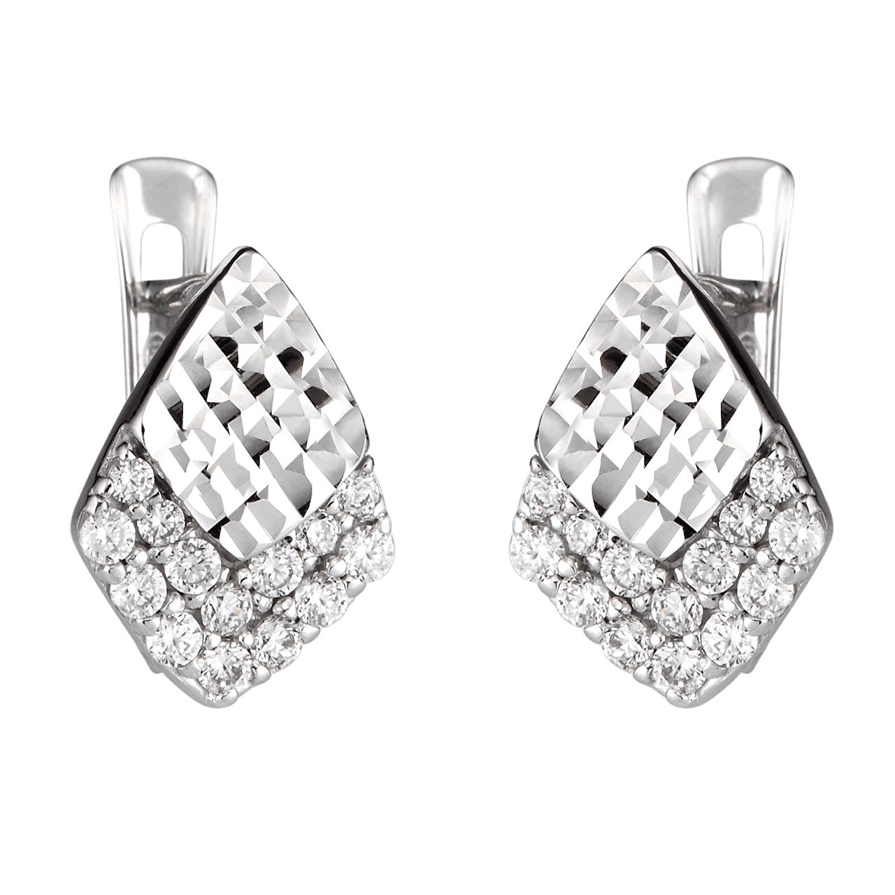 Bông tai Vàng trắng Ý 18K đính đá CZ PNJ XMXMW000451