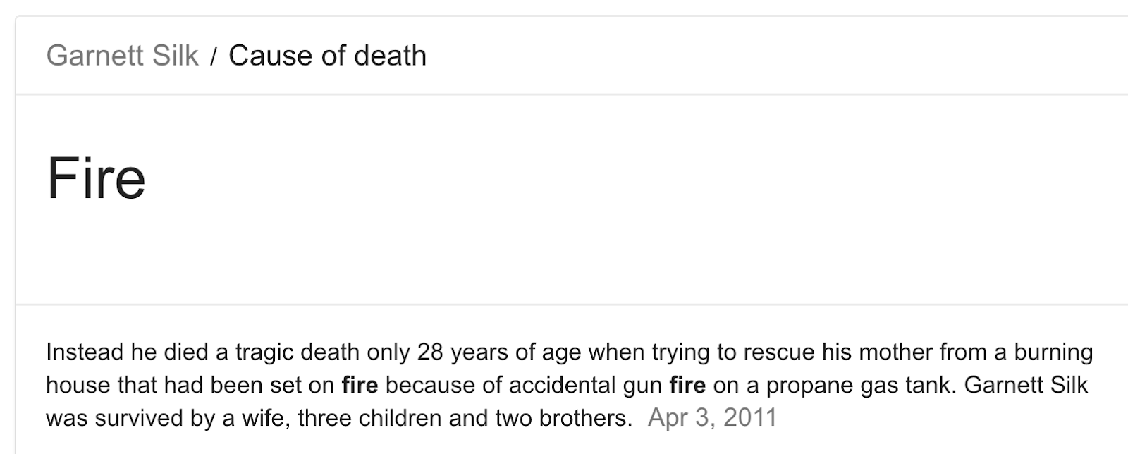 29 44 115 The death of Silk, reggae musician, from house fire