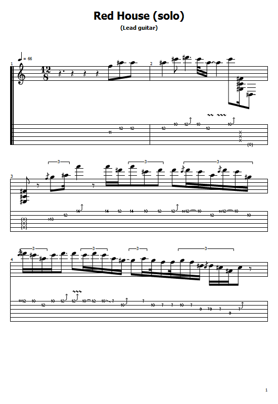 Red House (Solo) Tabs Jimi Hendrix How To Play Red House (Solo) Songs