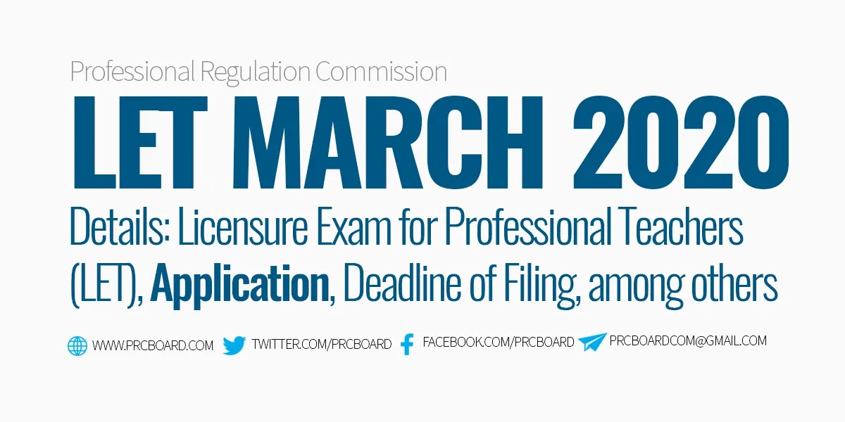 DETAILS March 2020 LET Teachers Board Exam Schedule, Deadline of Filing and Requirements