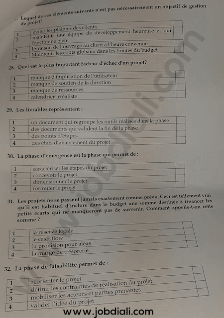 Exemple Concours Administrateurs 2ème grade Gestion - Ministère du Tourisme de l’Artisanat du Transport Aérien et de l’Économie Sociale