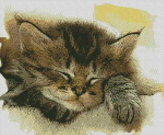 sleeping cat cross stitch