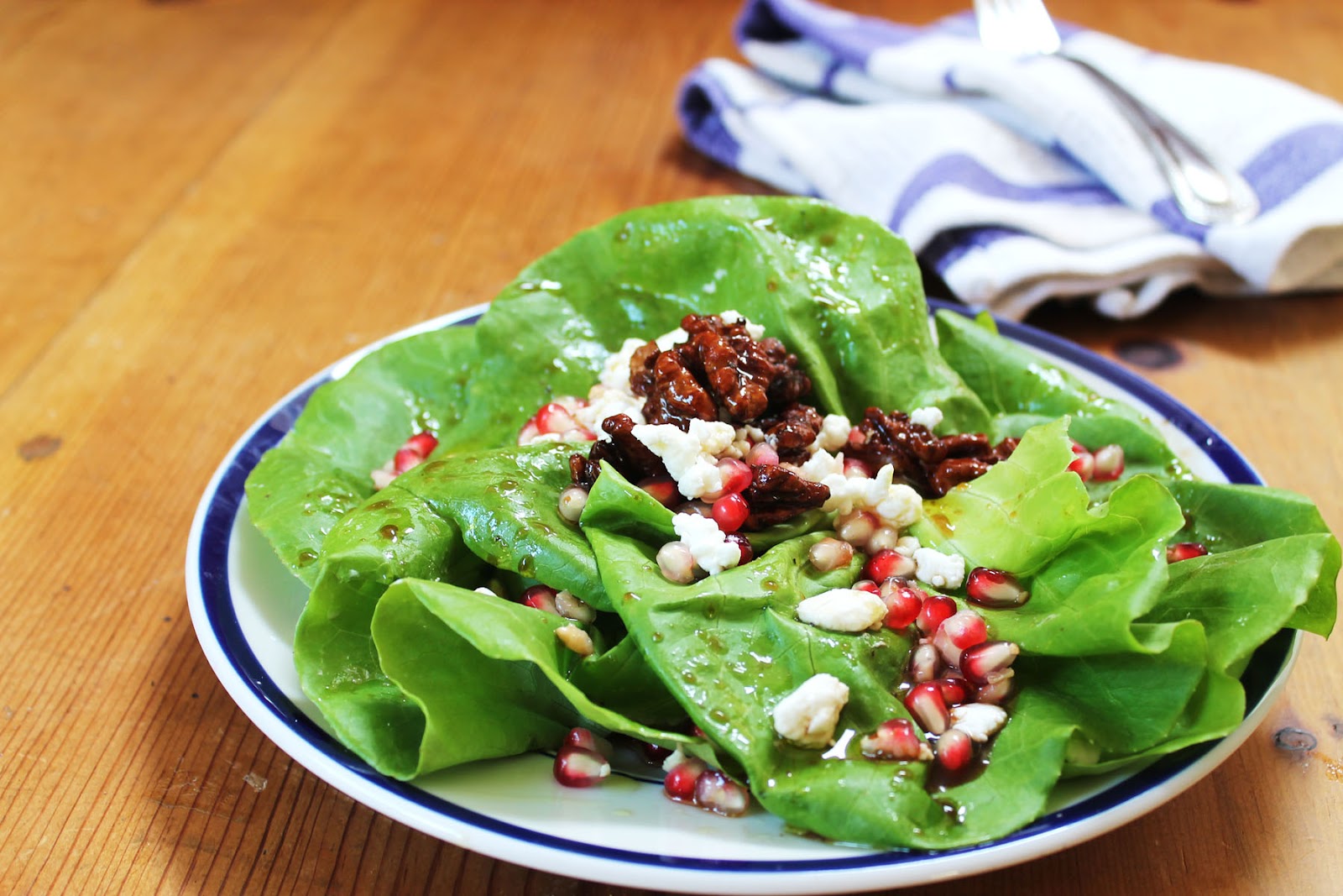 Food Nasty Fall Pomegranate Candied Walnut Goat Cheese Salad!