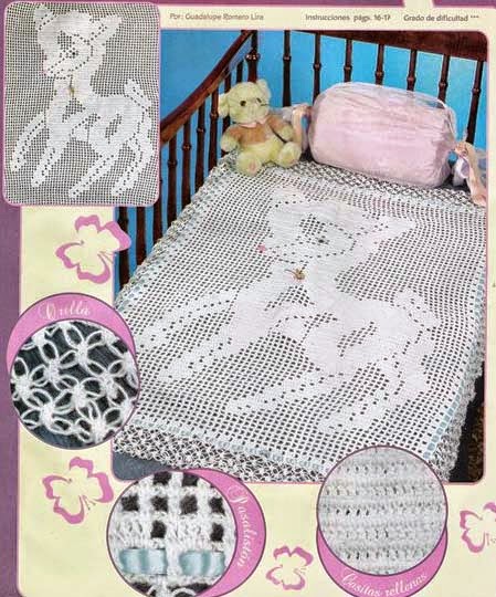 Patrón de Manta para cuna con diseño de Bambi al crochet