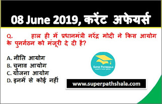 Daily Current Affairs Quiz 08 June 2019 in Hindi