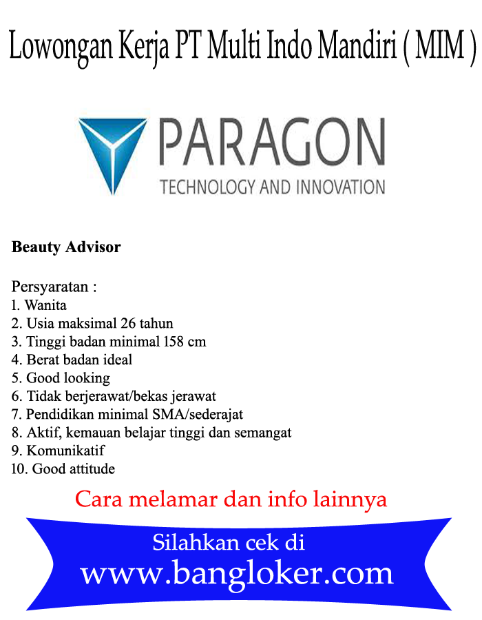 Lowongan Kerja PT. Paragon Technology and Innovation ...