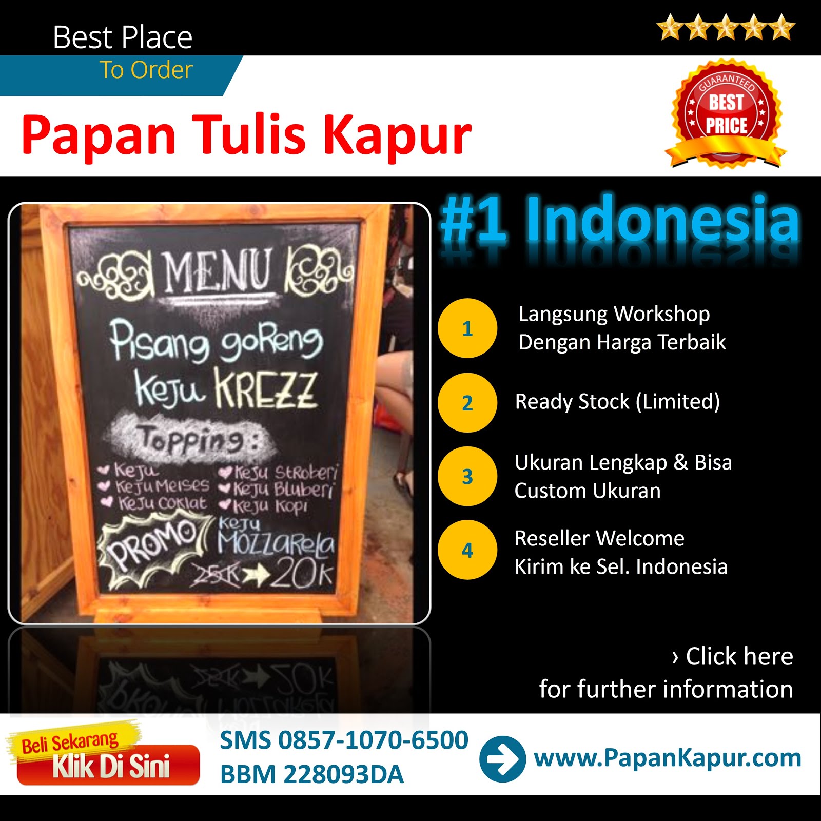 Jual Papan Tulis Kapur Menu Cafe