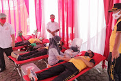 Kapolres Simalungun Akbp Agus Waluyo,S.I.K., Bersama 150 Personil Polres Simalungun Melakukan Aksi Donor Darah Dalam Rangka Menyambut HUT Bhayangkara ke 74