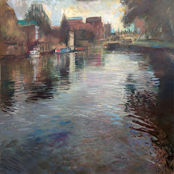 painting oil reflection tewkesbury easy river boat worcester cathedral interior