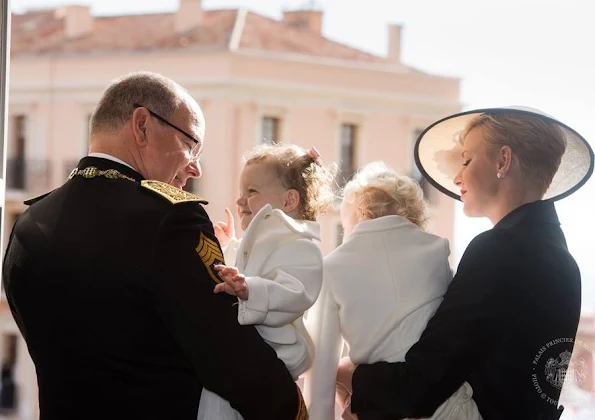 Princess Charlene, Beatrice Borromeo, Princess Charlene, Princess Gabriella and Prince Jacques Armani Junior dress