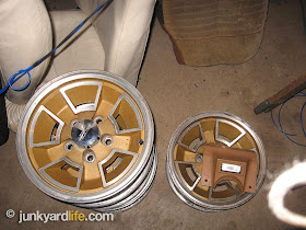 Previous owner must have had plans for a restorations considering that the original 14x6 wheels look pristine.