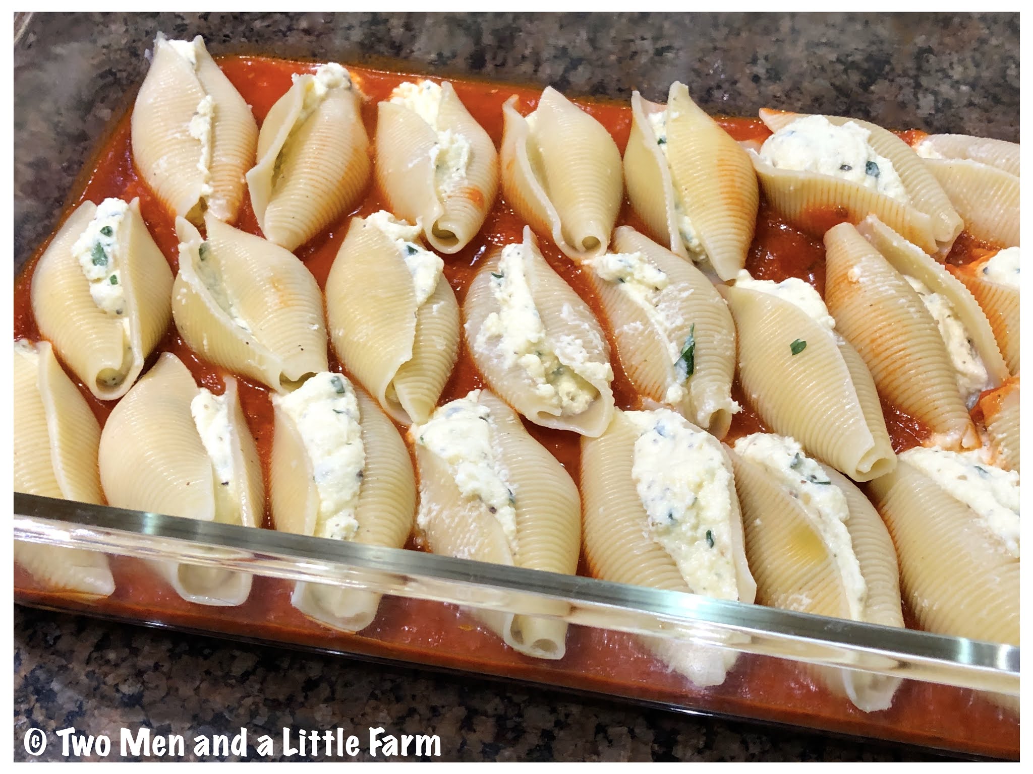 Two Men and a Little Farm STUFFED SHELLS WITH RICOTTA RECIPE