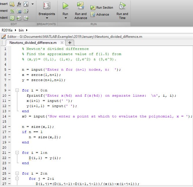 Newton's Divided Difference for Numerical Interpolation using MATLAB ...