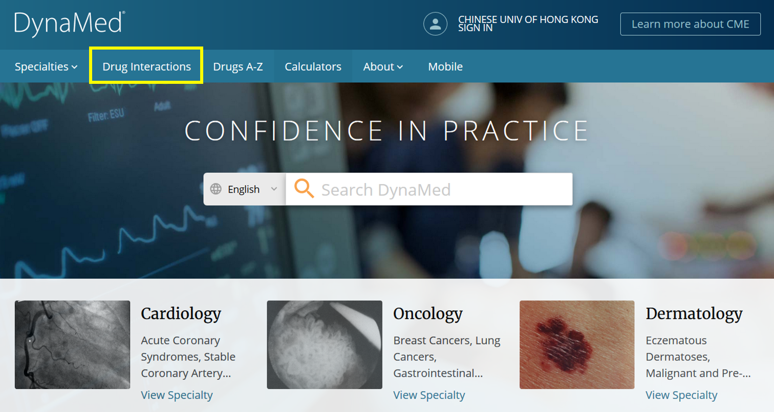 Li Ping Medical Library CUHK New Drug Interaction Checker in DynaMed