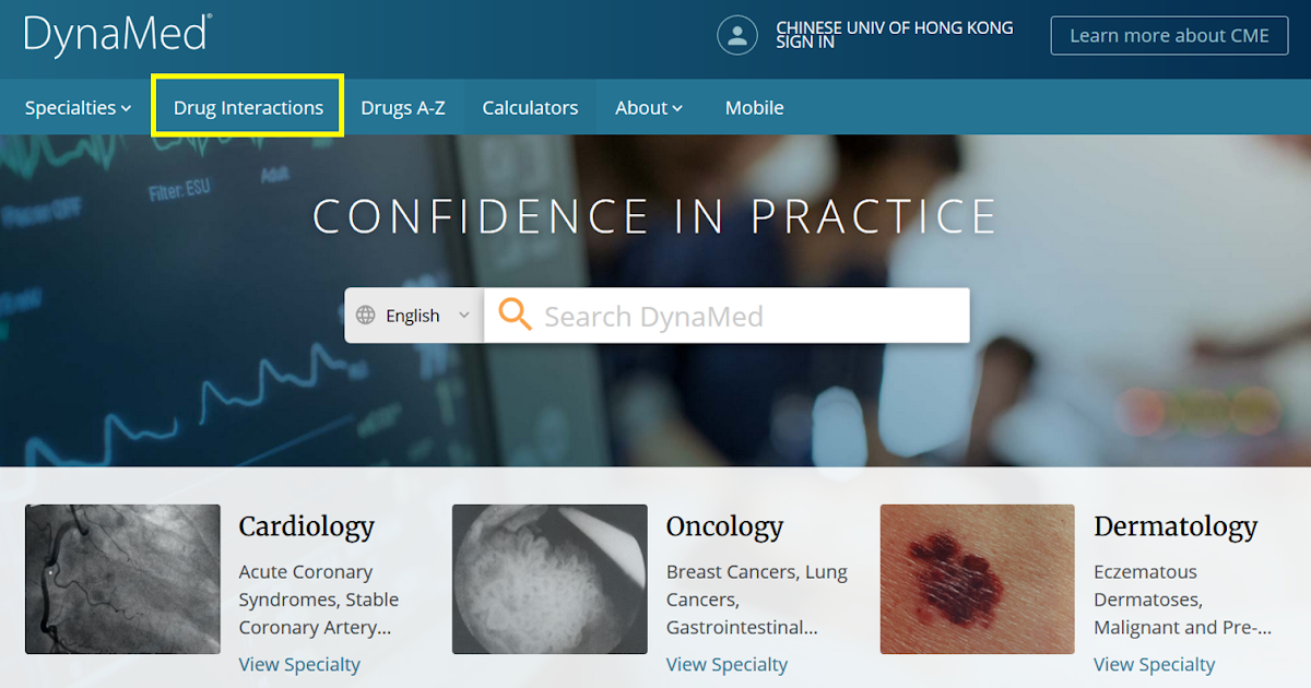 Li Ping Medical Library CUHK New Drug Interaction Checker in DynaMed