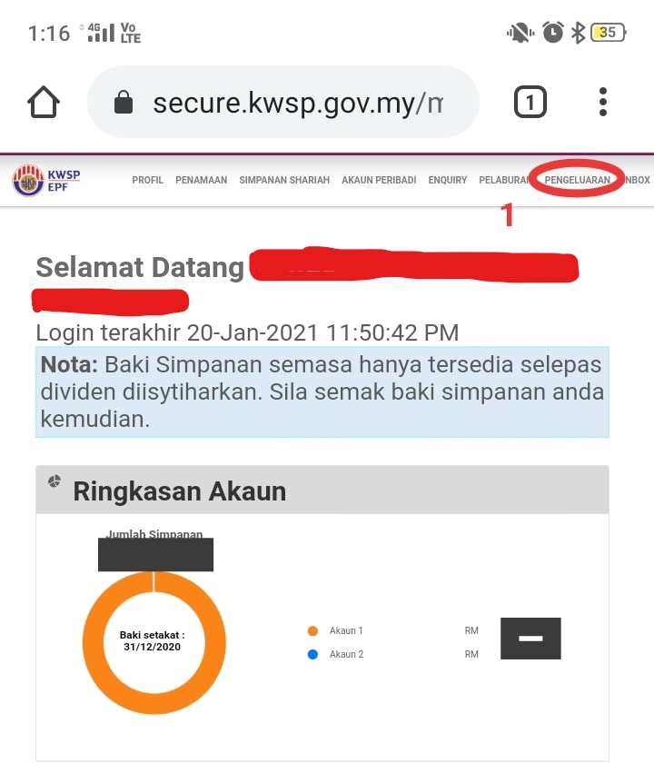 Akaun cara kwsp cek LUPA NO