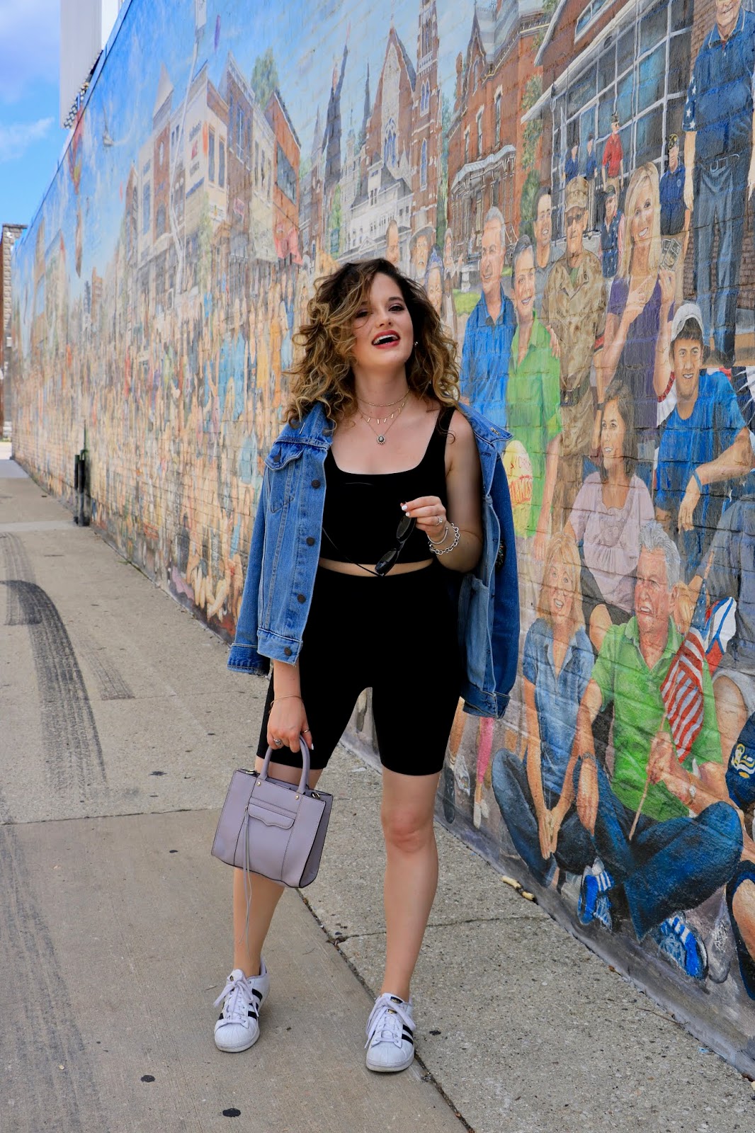 denim jacket and shorts outfit