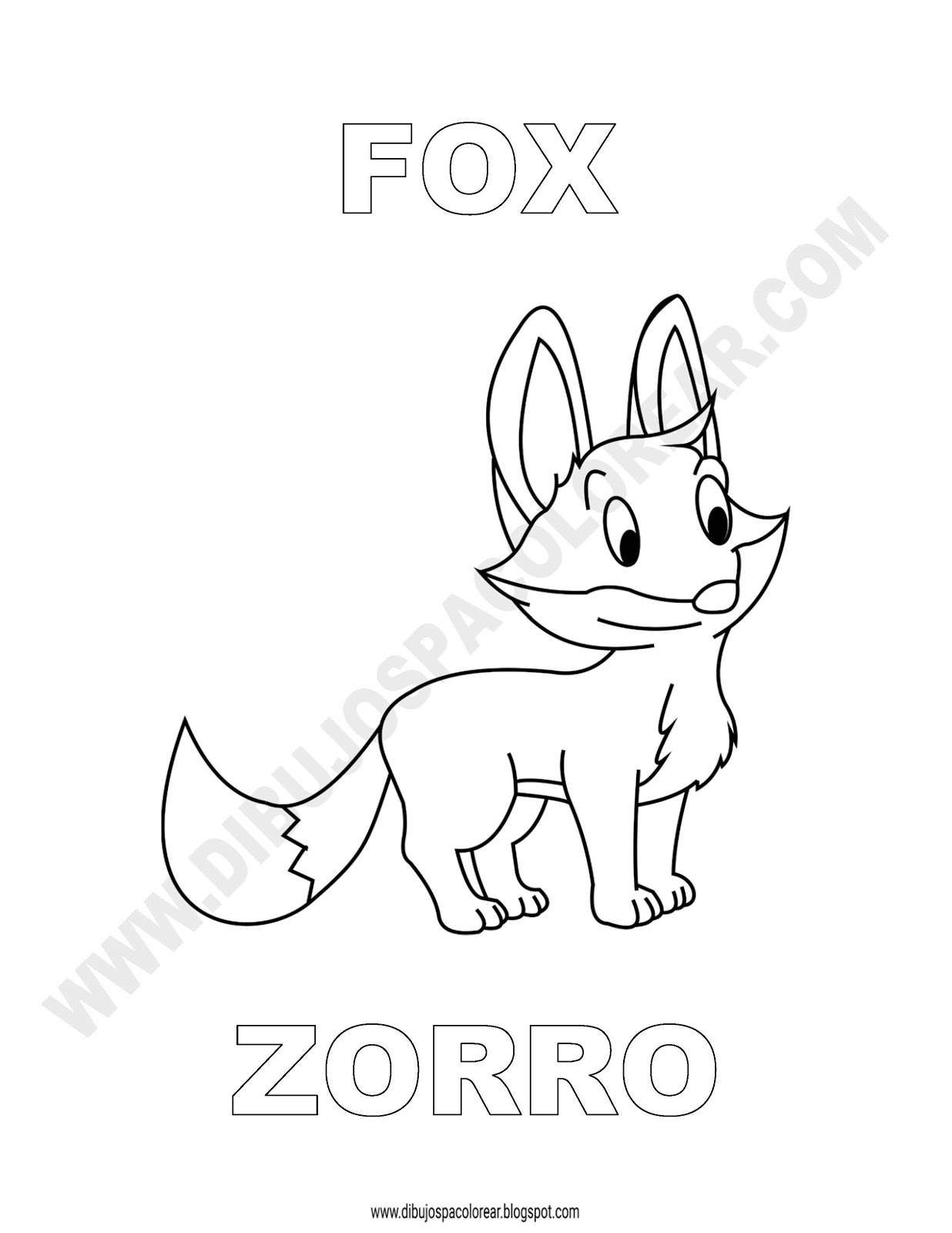 Dibujos Inglés Español con Z Zorro Fox