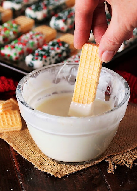 How to Make Christmas White Chocolate-Dipped Sugar Wafers Image