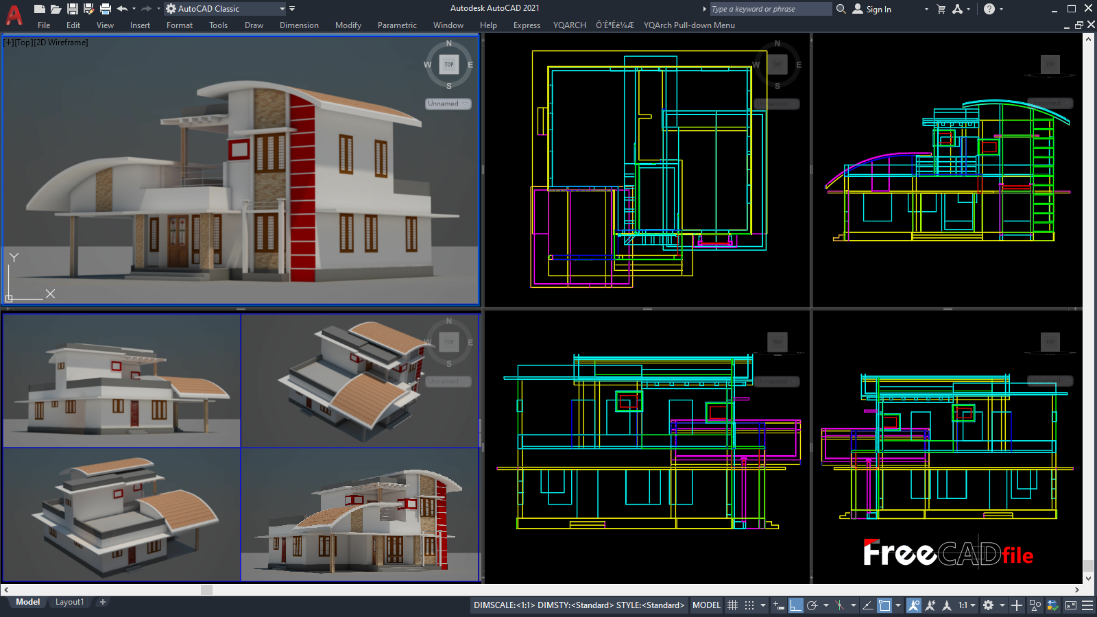 stil kun kompakt House Exterior 3D Model [DWG, 3DS, DAE, FPX, MAX, OBJ]