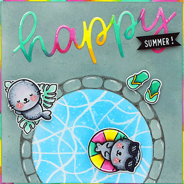 Sunny Studio Stamps: Sealiously Sweet Stitched Semi-Circle Dies Happy Word Die Summer Themed Card by Vanessa Menhorn