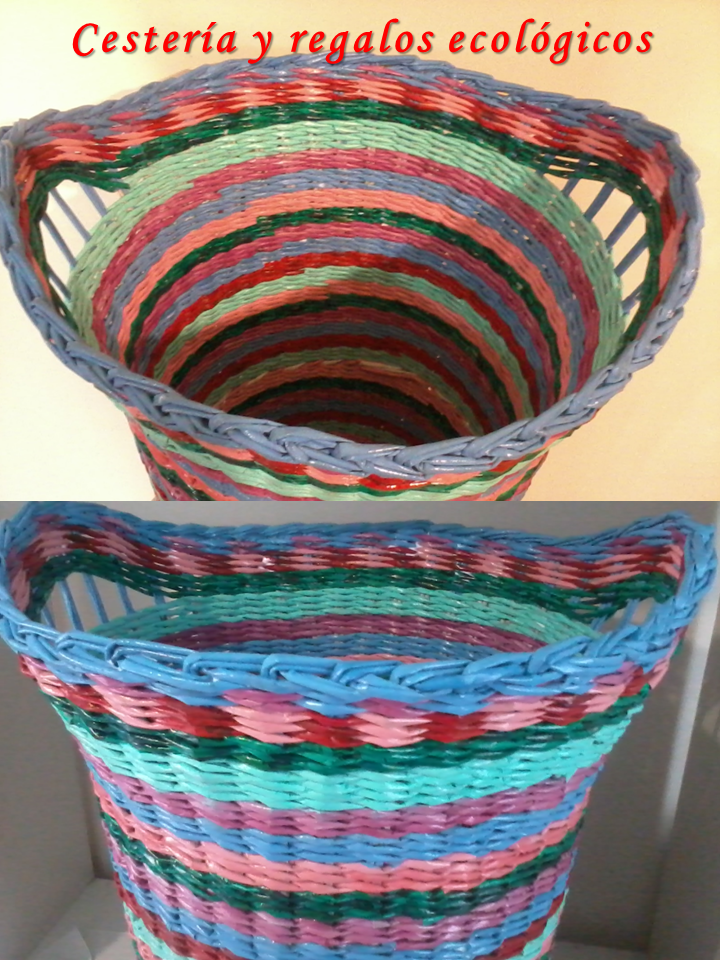 Cestería y regalos ecológicos Isa: Cesto multicolor, grande para ropa