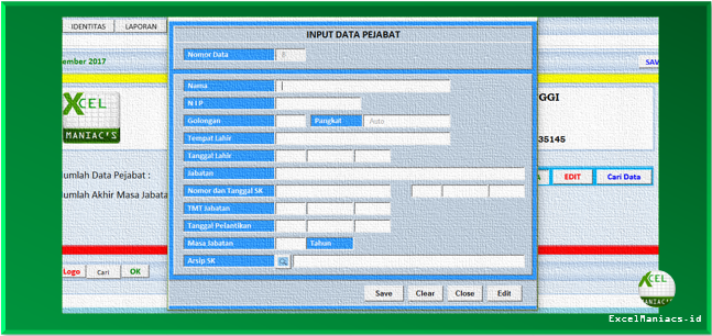 Aplikasi Excel Data Pejabat - ExcelManiacs