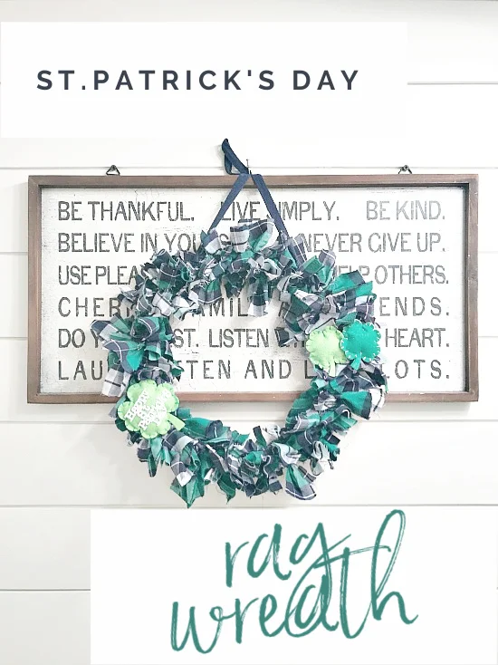 st pat's day rag wreath with overlay