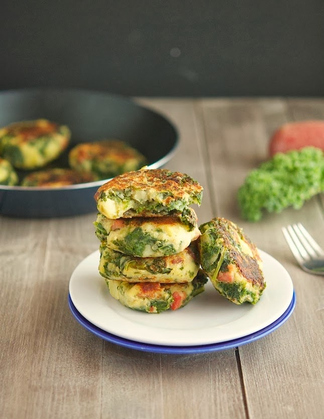 Bacon, Mashed Potato and Kale Cakes