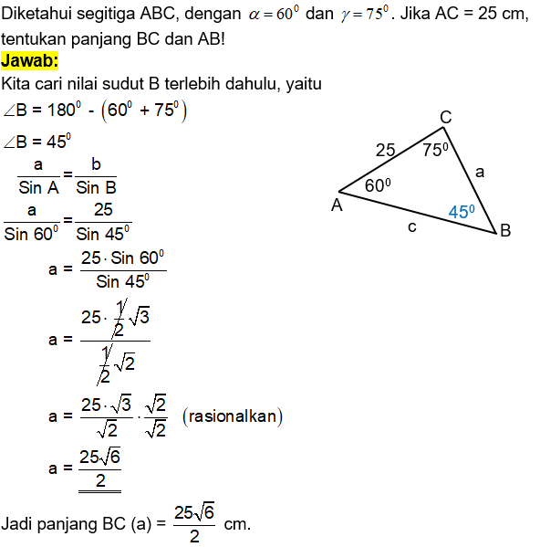 Soal Trigonometri Aturan Sinus Dan Cosinus