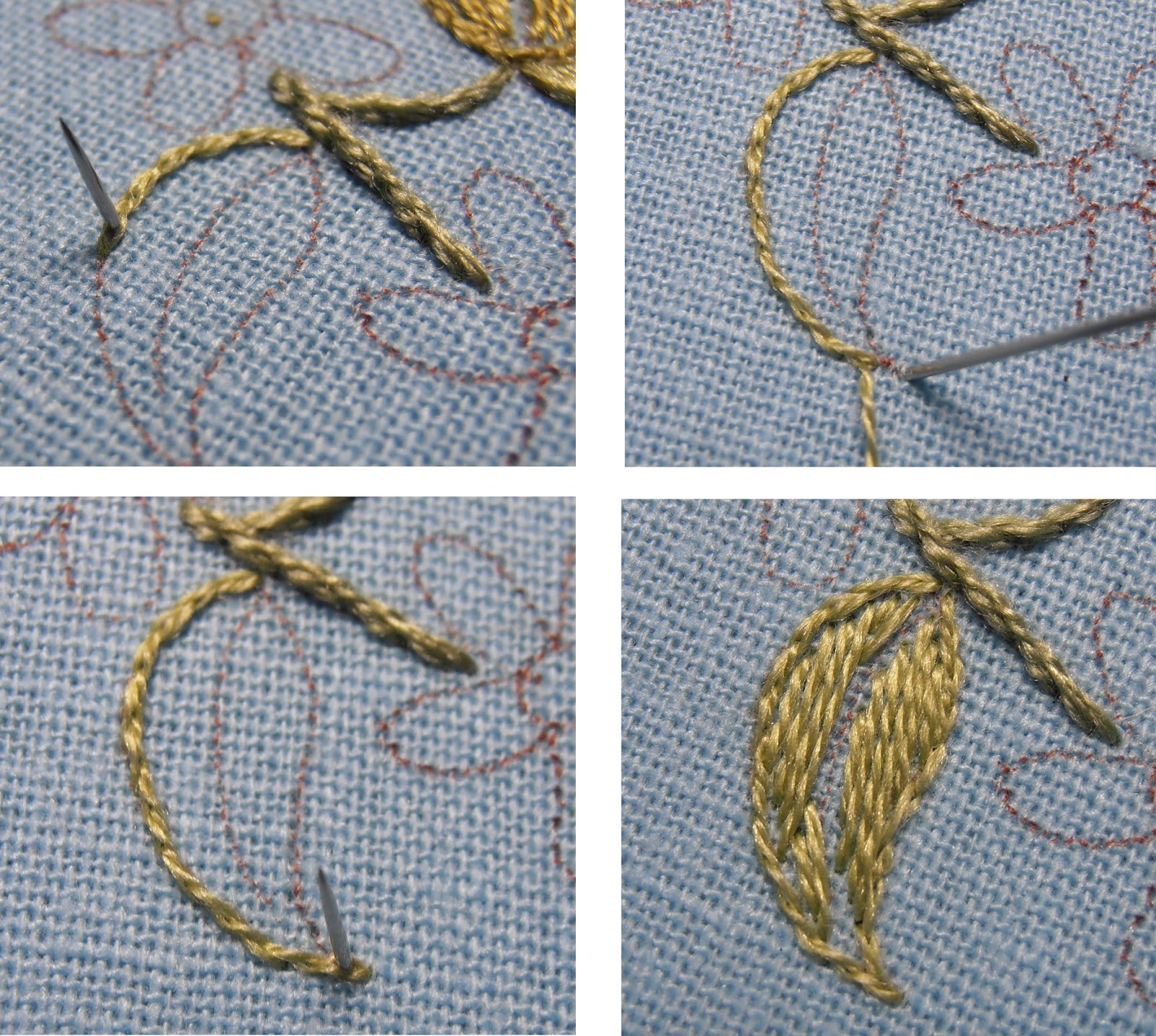 Anna Scott Satin stitch leaves