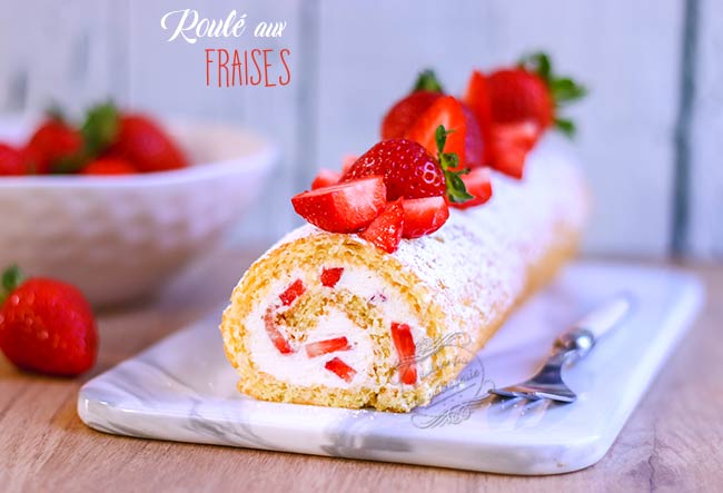 Gâteau roulé aux fraises et à la chantilly gateau-été