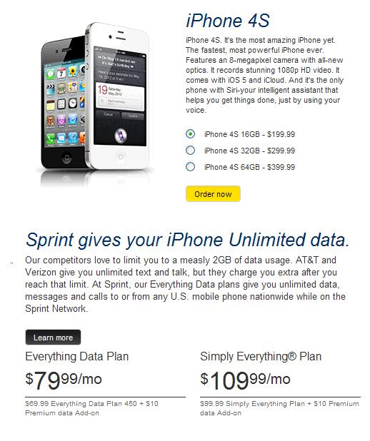 Sprint iPhone Unlimited Data Plans Winning