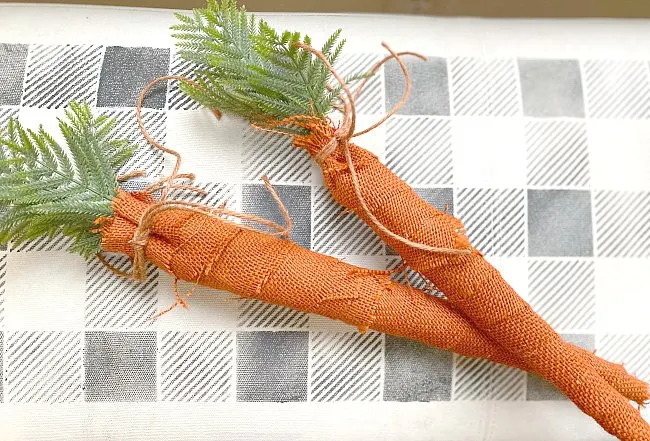 Wrapped burlap carrots for an Easter Wreath