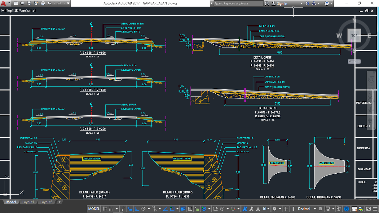 Gambar Kerja Autocad Jalan Beserta Rab