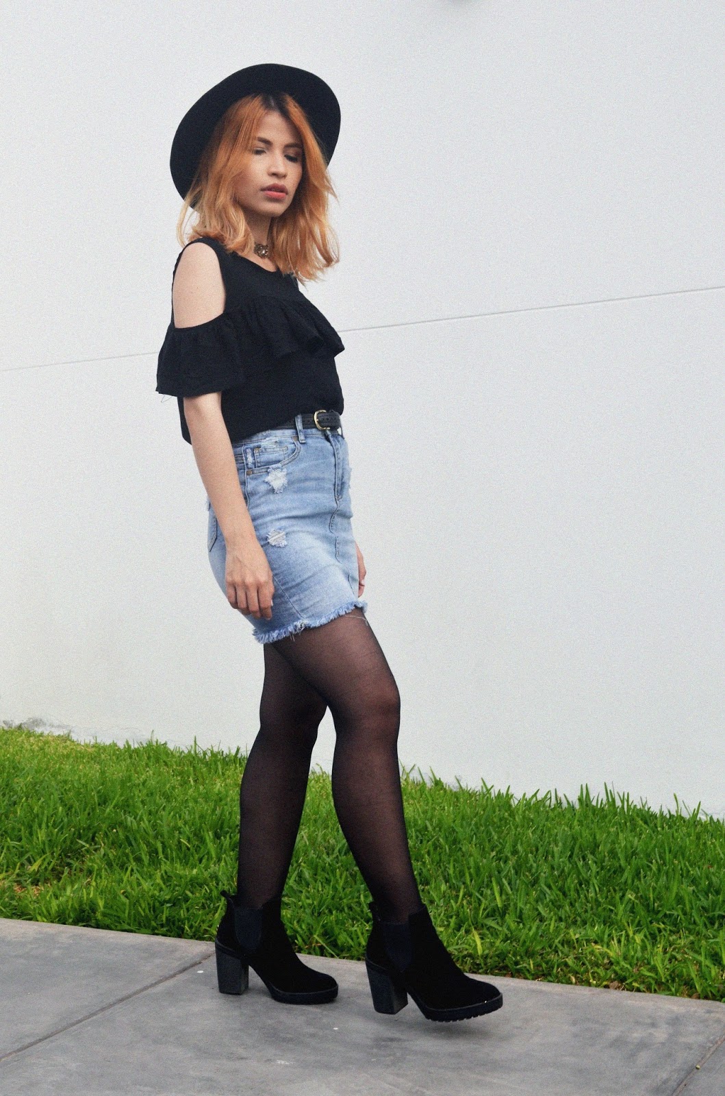 Pollera Negra Falda Negra De Jean Falda Midi Pollera Corta Con