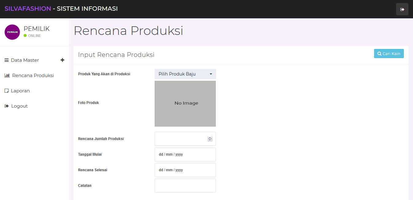 Source Code PHP Sistem Informasi Produksi dan Penjualan