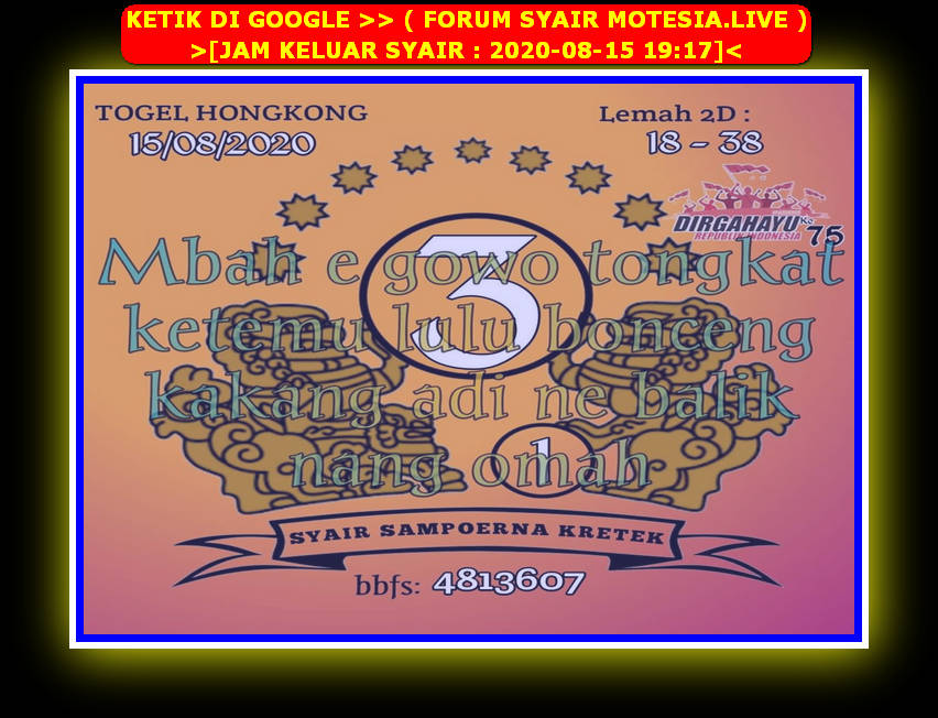Syair Hk Sabtu 15 Agustus 2020 Royal Syair