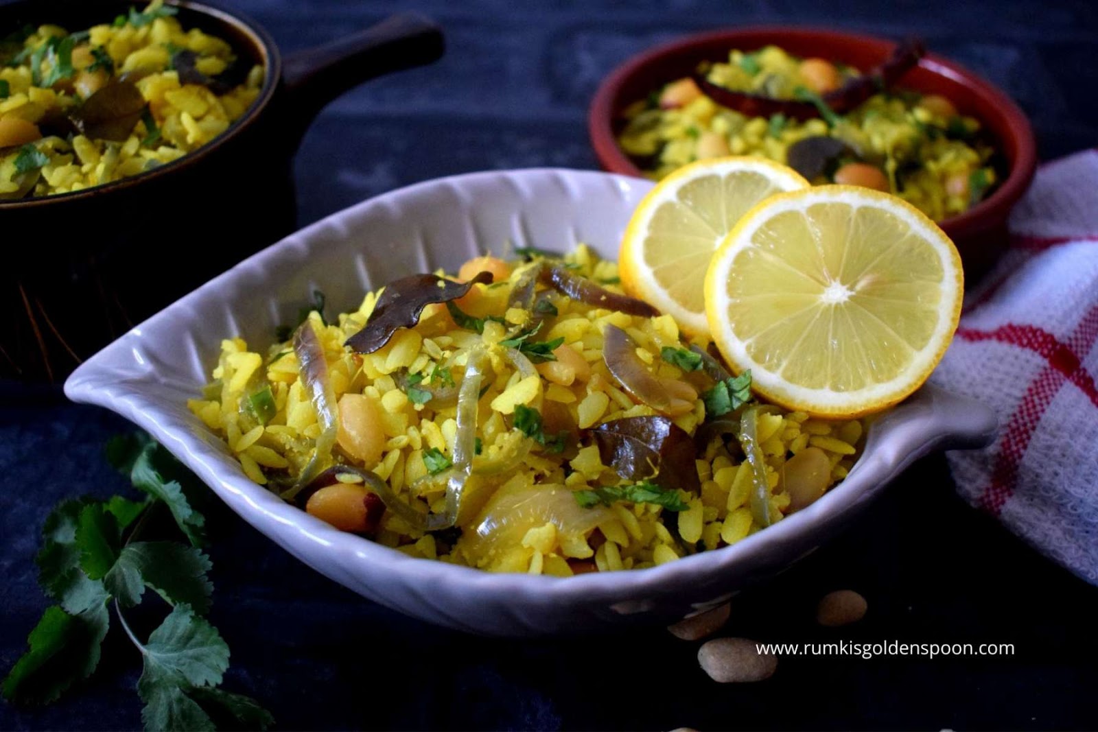 Indian Recipe, Vegetarian, Vegan, Breakfast, Snacks, Kanda Poha - Maharashtrian Breakfast, Quick and easy, Rumki's Golden Spoon, Rice flakes, Beaten Rice, Flattened rice, Rumki's Golden Spoon