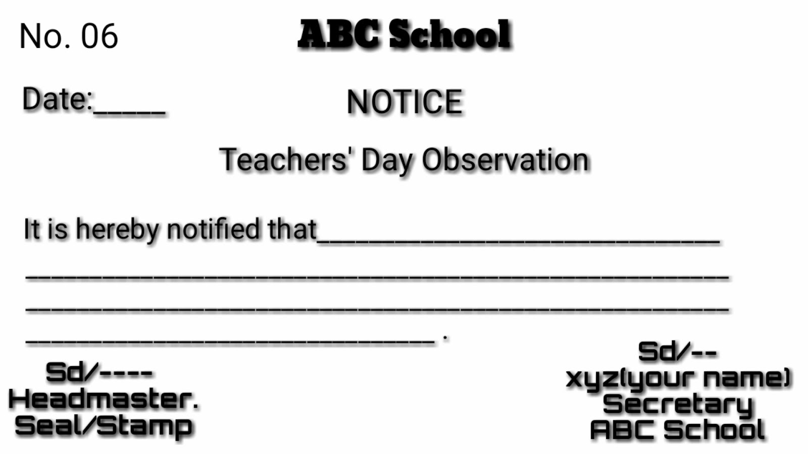 Common Notice Writing Format CBSE Or WBBSE