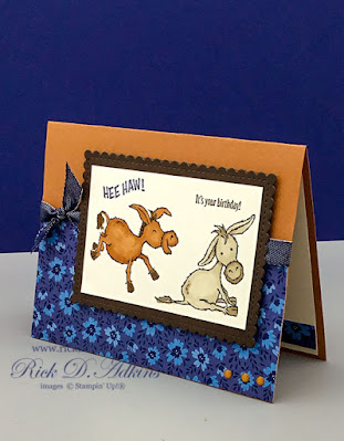 Today's birthday card Using the Darling Donkeys Stamp Set will make you say Hee Haw It's your Birthday!  Learn how to get this stamp set FREE.