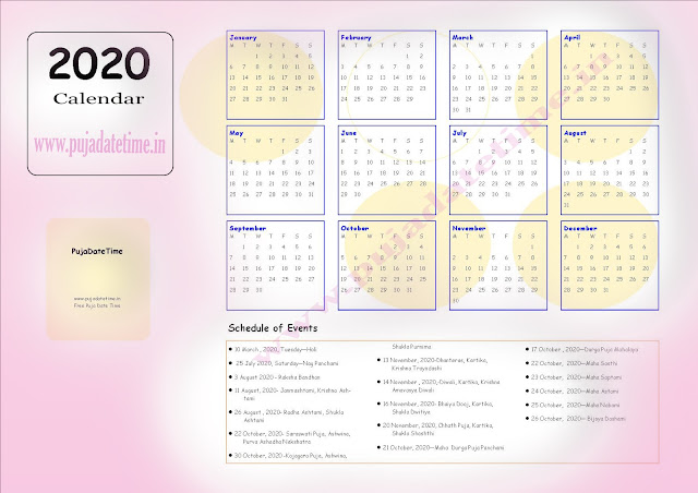 2020 Schedule Event Calendar 